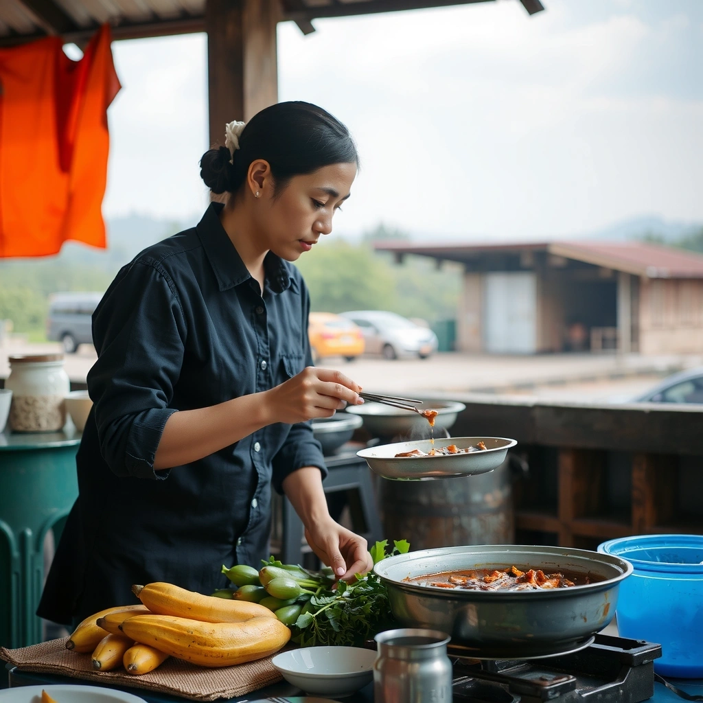 ชุดน้ำชาและใบไม้ในยามเช้า